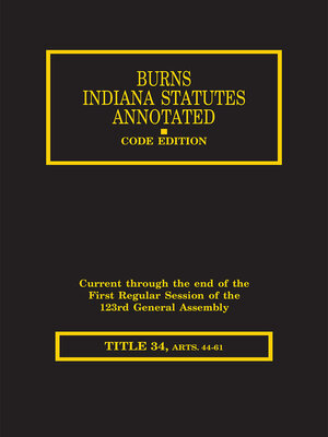 cover image of Burns' Indiana Statutes Annotated